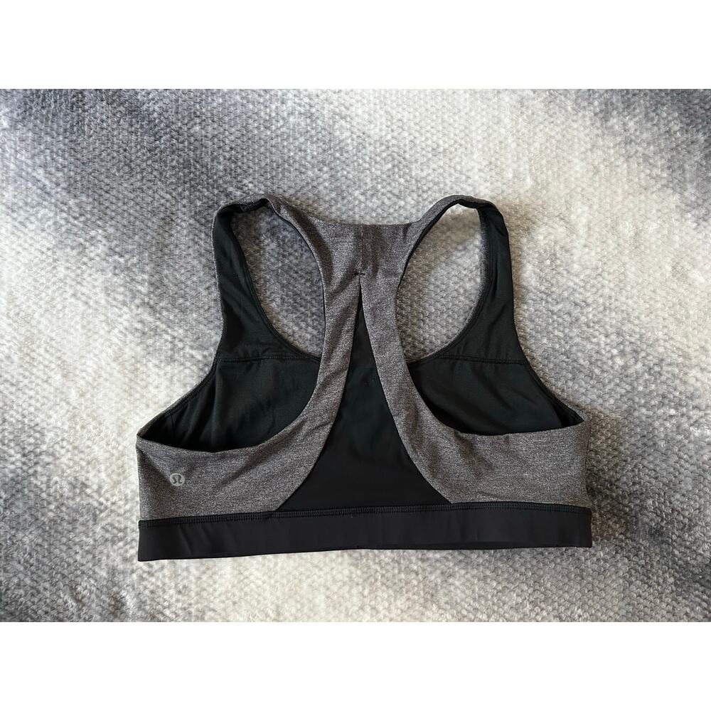 Lululemon Invigorate Bra Heathered Black Mesh Racerback Medium Support 12 Large - Picture 4 of 9